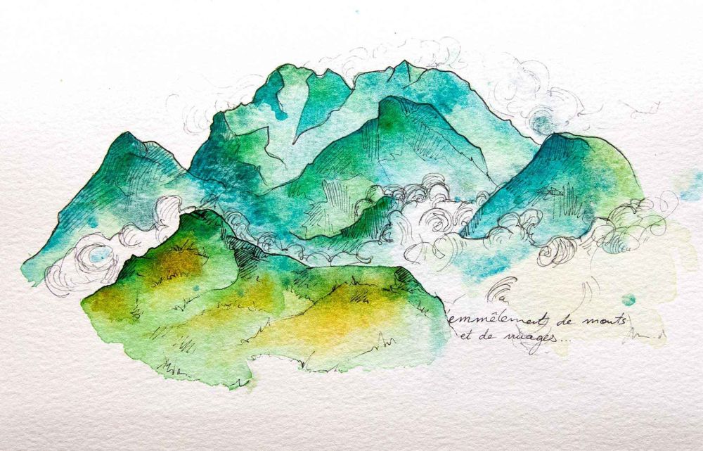 Emmêlements de monts et de nuages