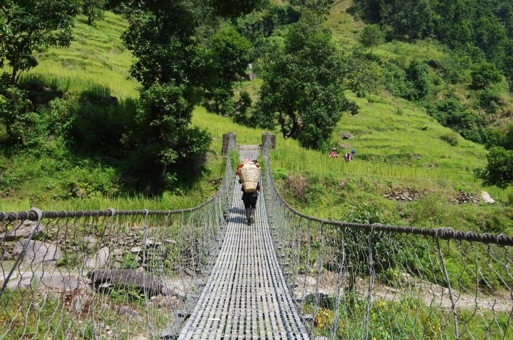 Pont suspendu au Népal