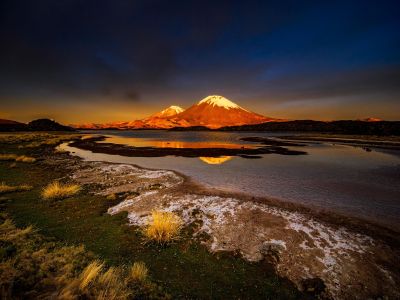 vue sur les sommets enneigés de l'atacama